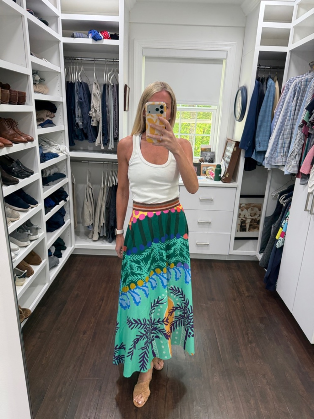 Oliphant Women's Teal Tropical Maxi Skirt